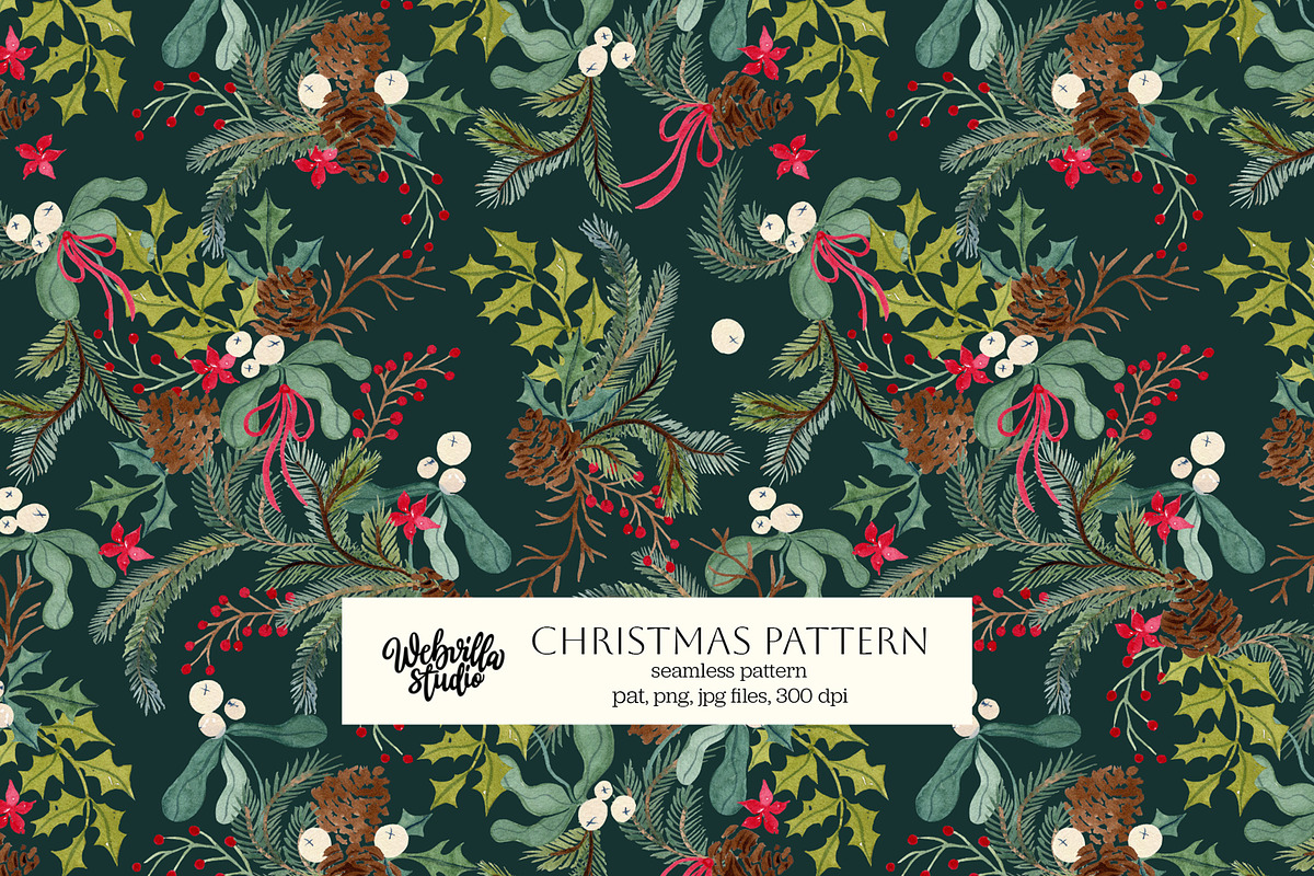 Green Christmas Pattern, a Pattern Graphic by Webvilla Studio (Photo 1 of 4)