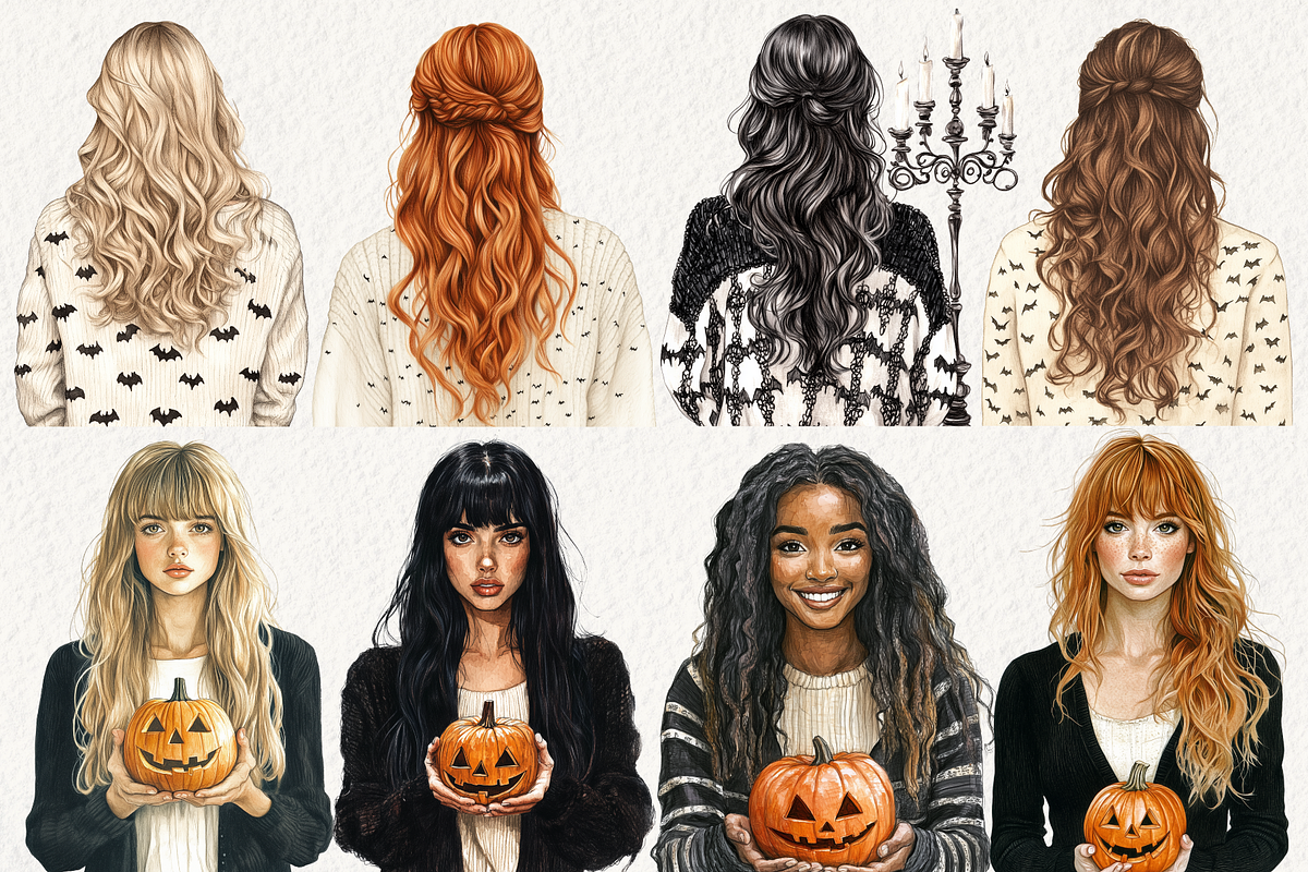Cozy Halloween Clipart, an Illustration by NadiaTheronArt (Photo 3 of 5)
