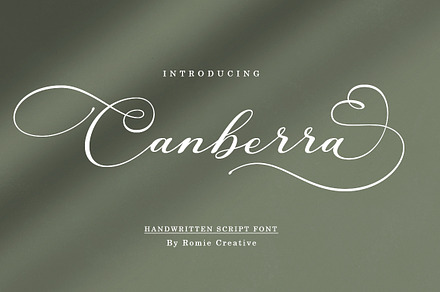 Canberra, a Script Font by Romiecreative