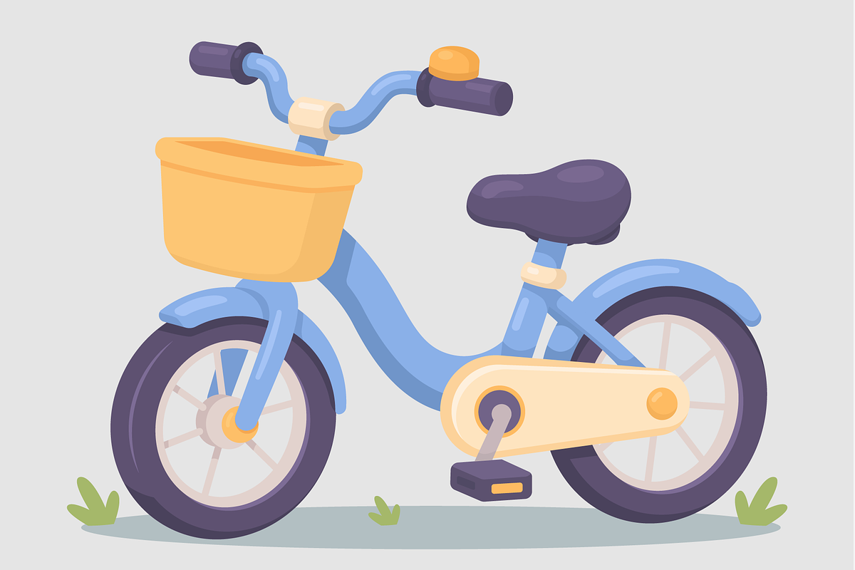 Cute Kid Bicycle with Basket Cartoon, a Transportation Illustration by Artpon Illustration (Photo 3 of 3)