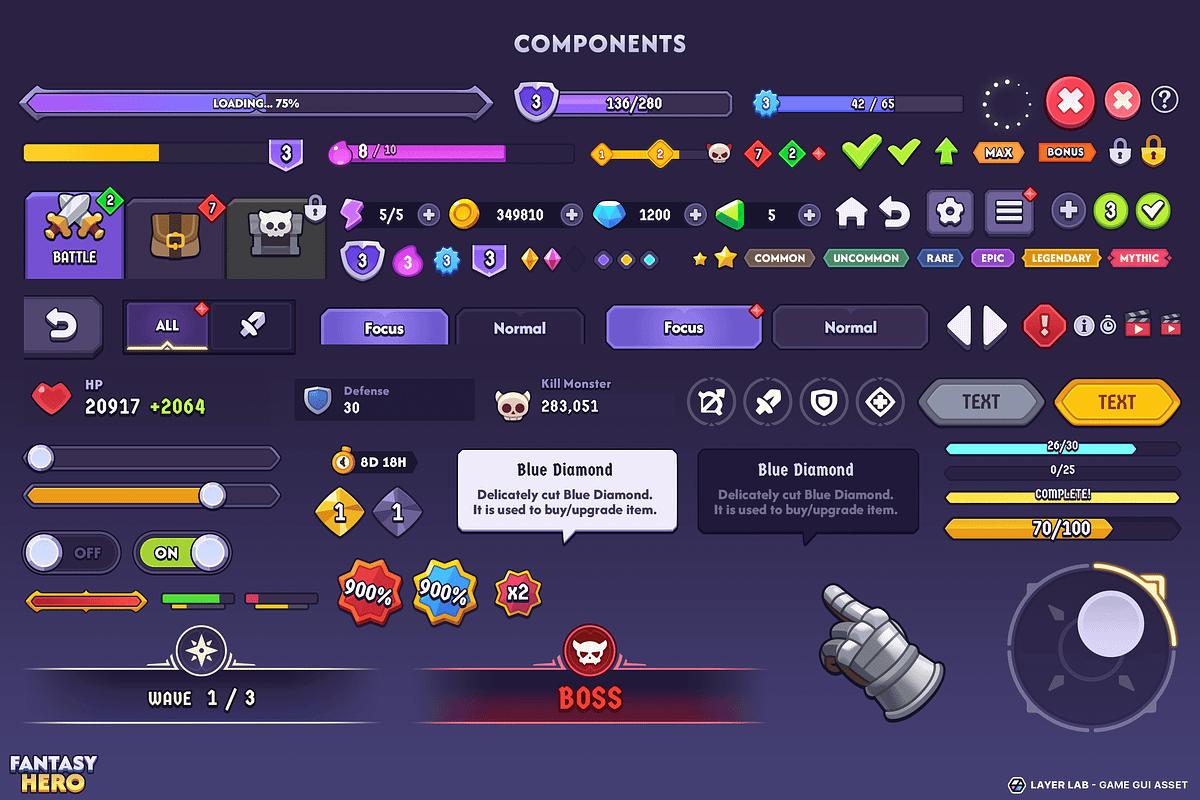 GUI Pro - Fantasy Hero, an UI Kit Template by LAYERLAB (Photo 2 of 29)