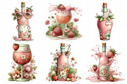 Cute Strawberry and Wine Clipart, an Illustration by Daily.Designs (Thumbnail 4 of 5)