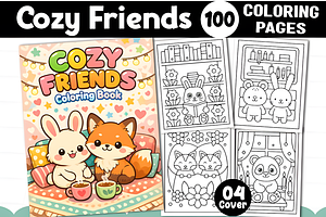 Cozy Friends Coloring Pages for Kids, an Animal Illustration by Ink Gallery