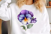 Watercolor Pansy Flowers Clipart, an Illustration by GatewayDesign (Thumbnail 3 of 6)