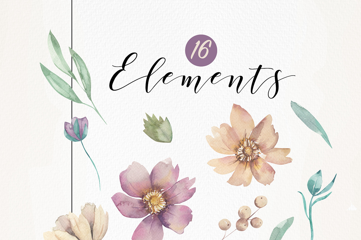 Purple Cream Floral Watercolor, an Illustration by Bloomella (Photo 4 of 5)
