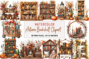 Watercolor Autumn Bookshelf Clipart, a Seasonal Illustration by DreamArtGraphic (Thumbnail 1 of 4)