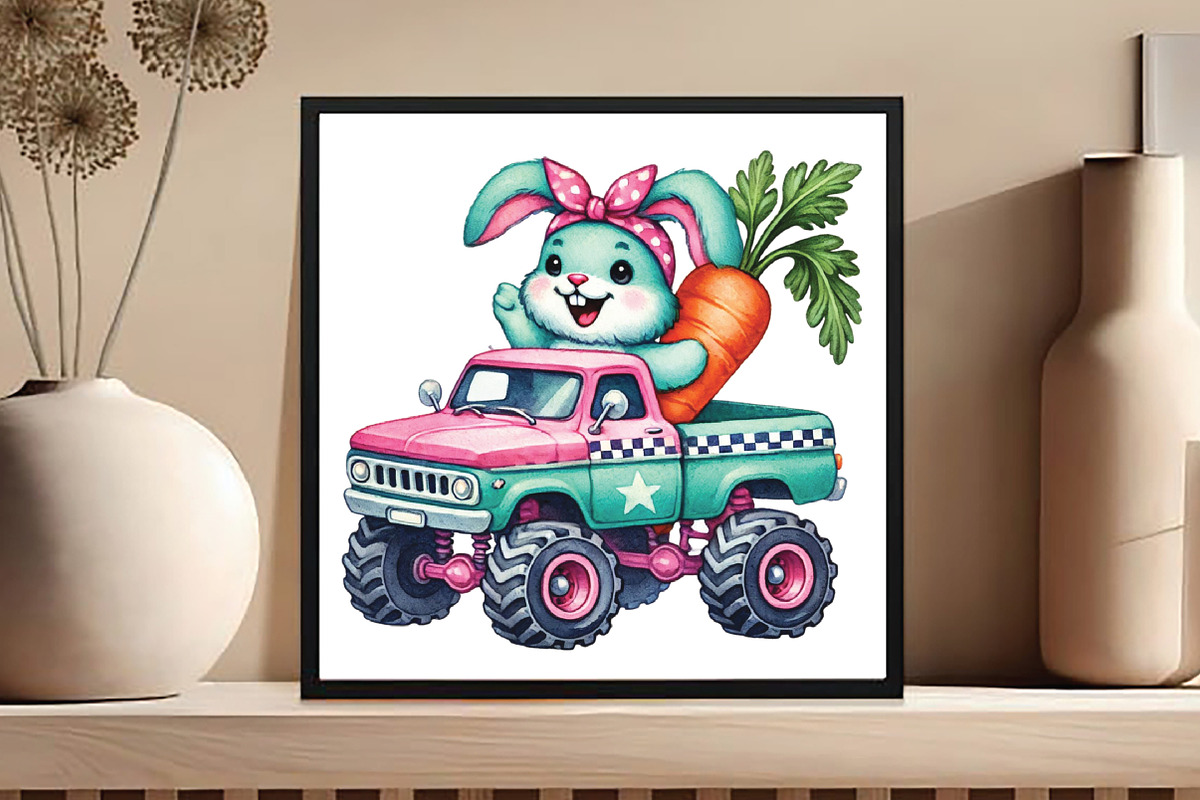 Cute Easter Bunny on Monster Truck, an Illustration by DreamCafeArt (Photo 4 of 5)