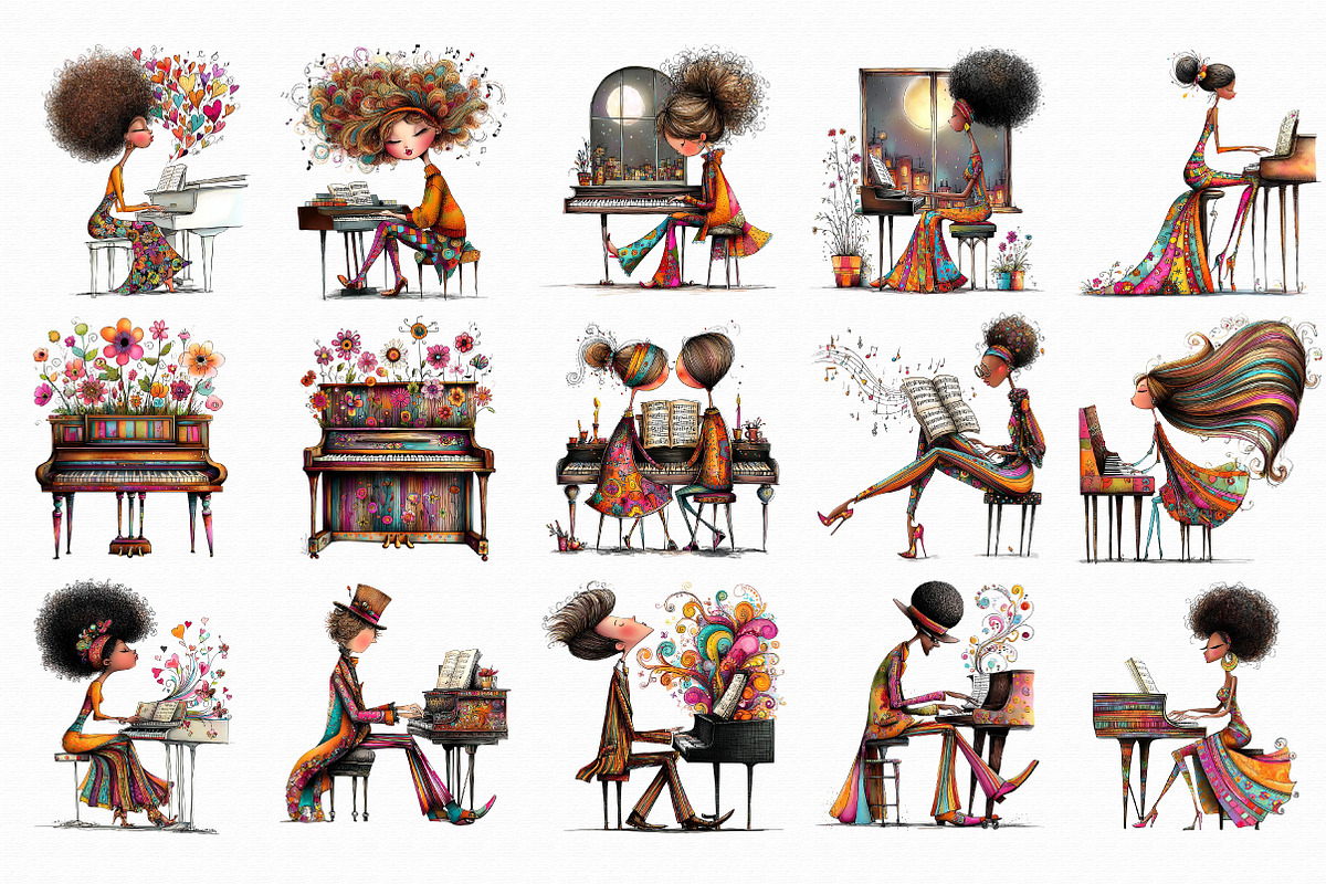 Playing Piano ClipArt, an Illustration by Libby Wishes (Photo 2 of 7)