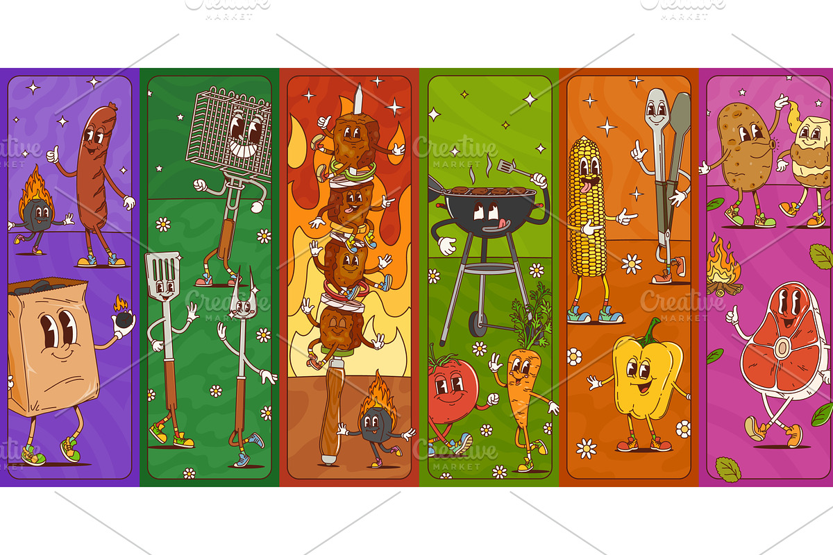Bbq barbeque food groovy y2k, a Food Illustration by Vector Tradition