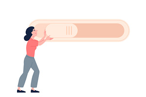Flip toggle switch. Female character, a Technology Illustration by LadadikArt