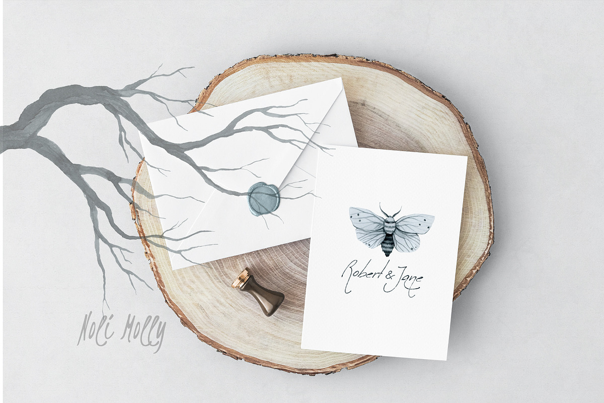 Moths. Watercolor set., an Illustration by Noli Molly Store (Photo 6 of 8)