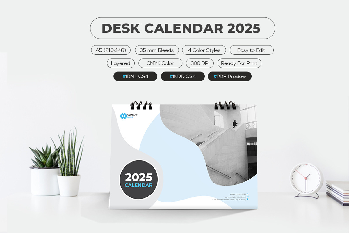 2025 Desk Calendar Template, a Stationery Template by MstArtwork (Photo 6 of 6)