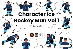 Character Ice Hockey Man Vol. 1, a Sport Illustration by SLAB! Design