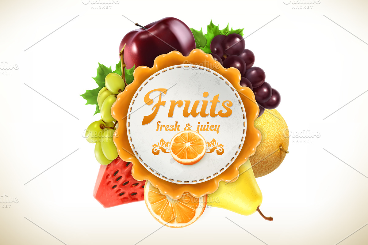 Fruits vector label