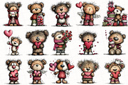 Whimsical Valentine Teddy Bear Clipa, an Illustration by OK Design (Thumbnail 3 of 6)