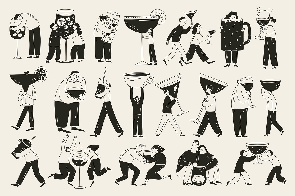 Drink Stories: 45 Character Pack, a Food Illustration by Veyla (Photo 4 of 12)