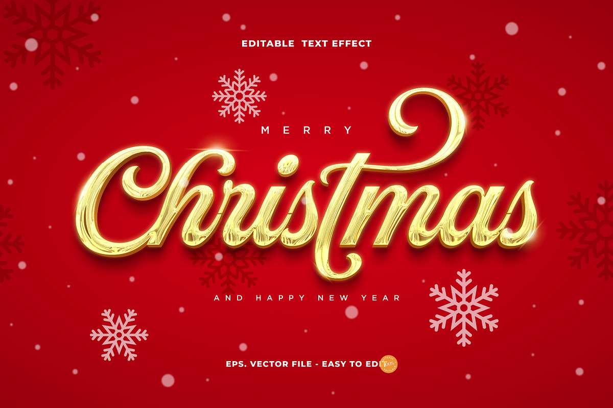 Merry Christmas Gold Text Effect, a Layer Style Add-On by zdson (Photo 1 of 2)