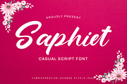 Saphiet - Casual Script Font, a Script Font by Dhabee (Thumbnail 1 of 17)