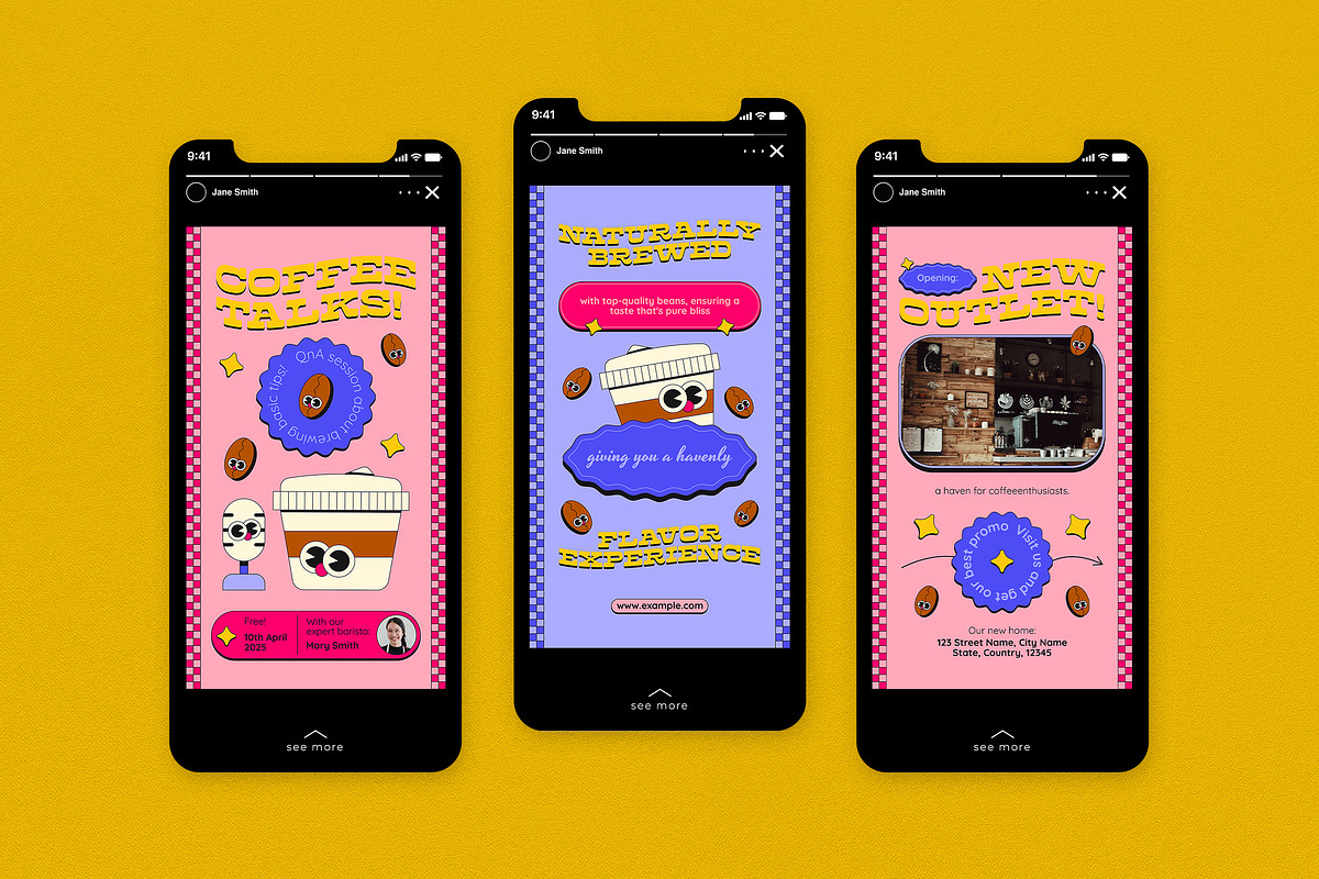 Purple Retro Instagram Pack, a Social Media Template by graphicook (Photo 6 of 6)
