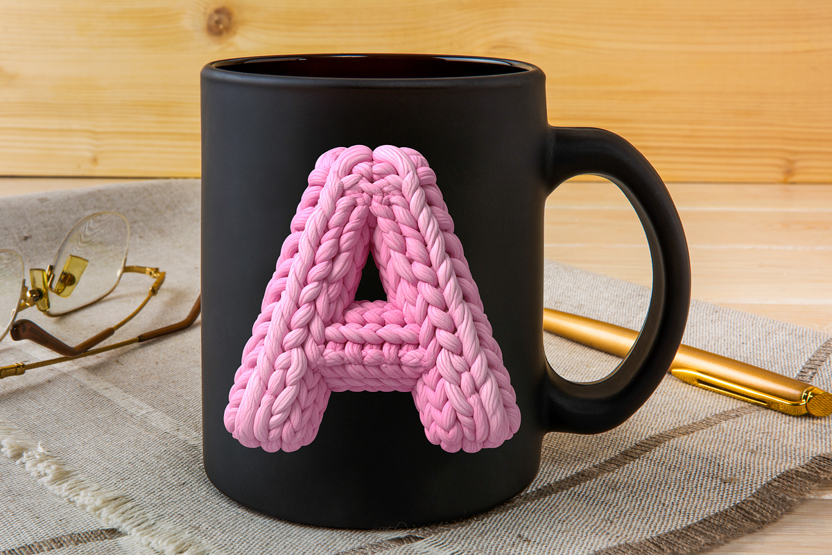 Knitted alphabet Pink yarn letters, an Object Graphic by SindyPrintDesign (Photo 3 of 4)