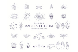 Magic & Celestial vector icon set