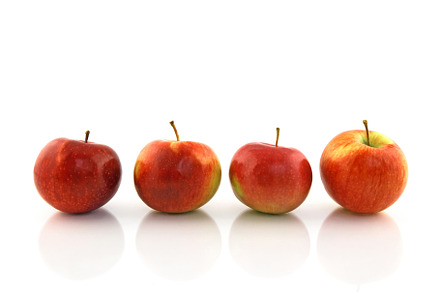 Four red apples in a row, a Food & Drink Photo by Studio Light & Shade