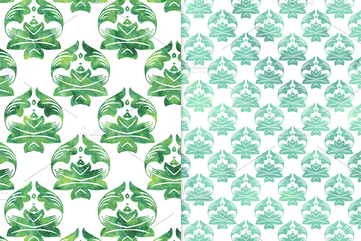 Cool Watercolor Damask Backgrounds, a Pattern Graphic by Paper Element