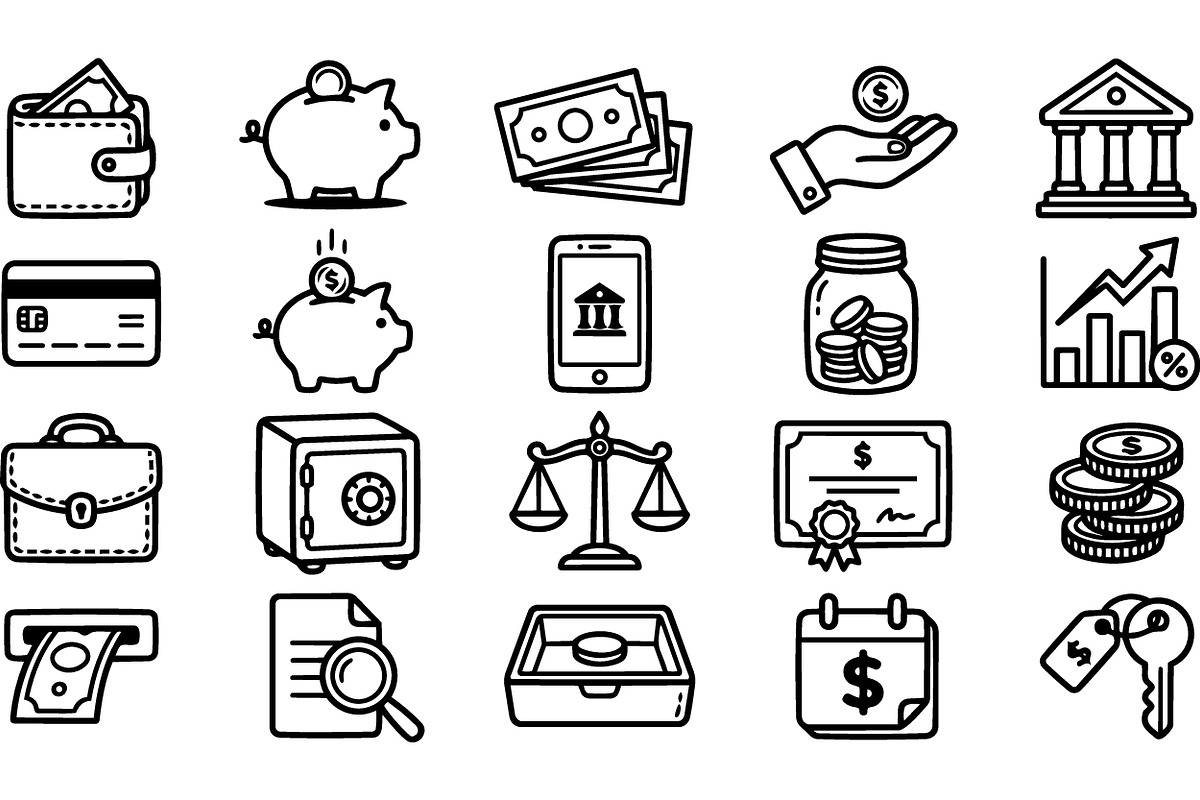 Minimal Finance Icon Clipart Set, an Illustration by designvectx (Photo 2 of 3)