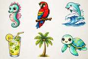 Watercolor Bright Summer Clipart Set, an Illustration by RobertsArt (Thumbnail 3 of 5)