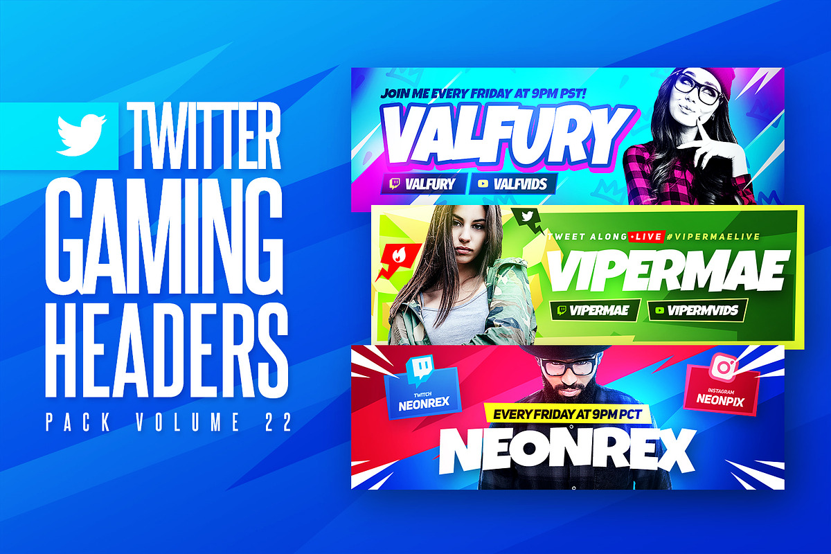 Gaming Twitter Headers Bundle, a Social Media Template by Odin_Design (Photo 4 of 10)