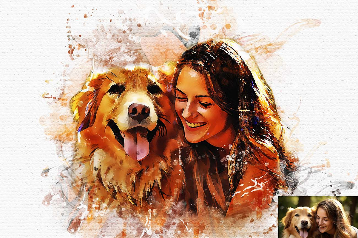 Pet Portrait Watercolor Art Generato, an Action Add-On by Studio Retouch (Photo 9 of 12)