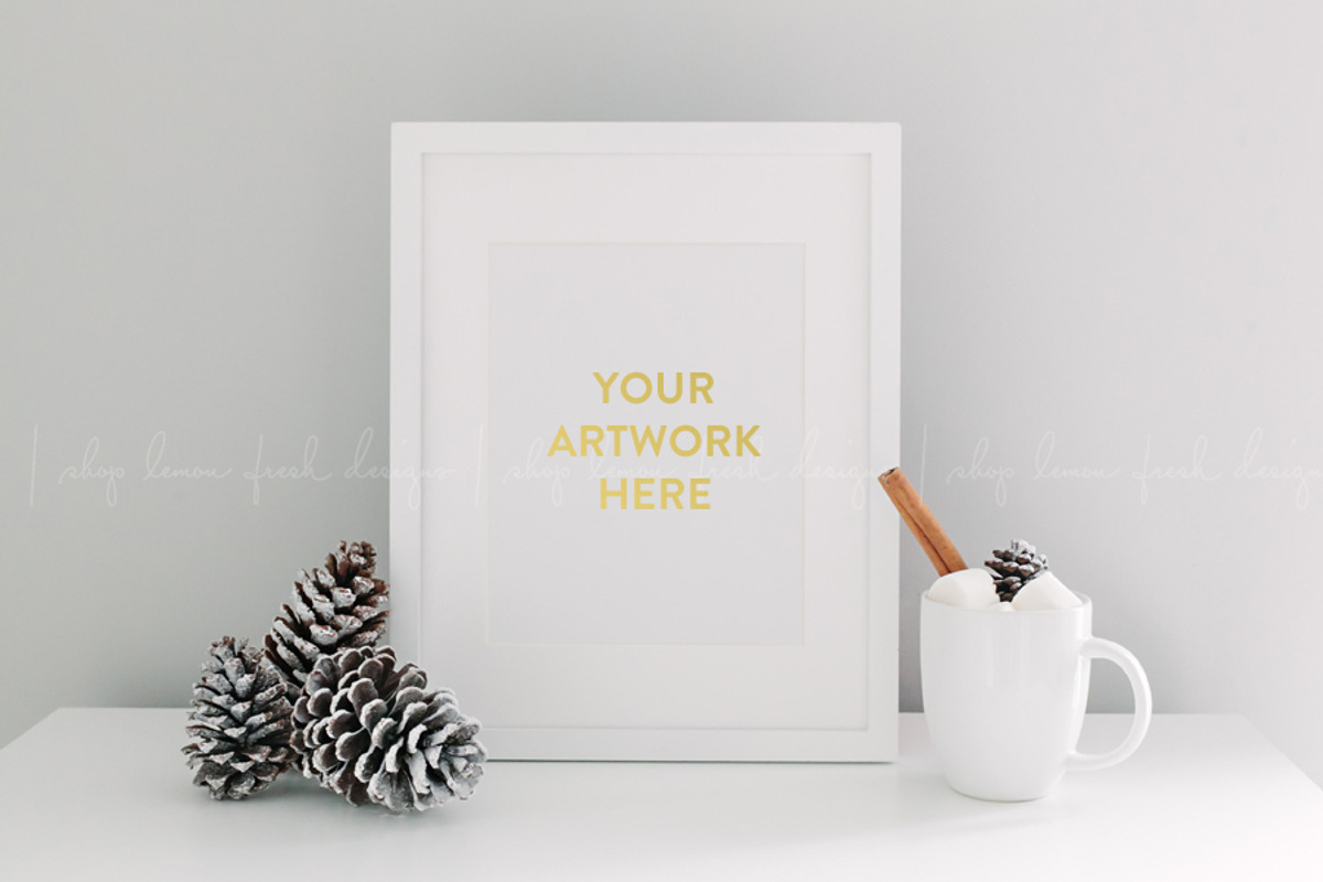 Winter Holiday White Frame Image, a Product Mockup by White Turquoise Co.
