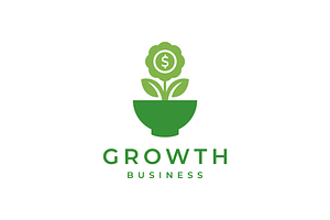 bowl with plant flower money logo, a Branding & Logo Template by devastd