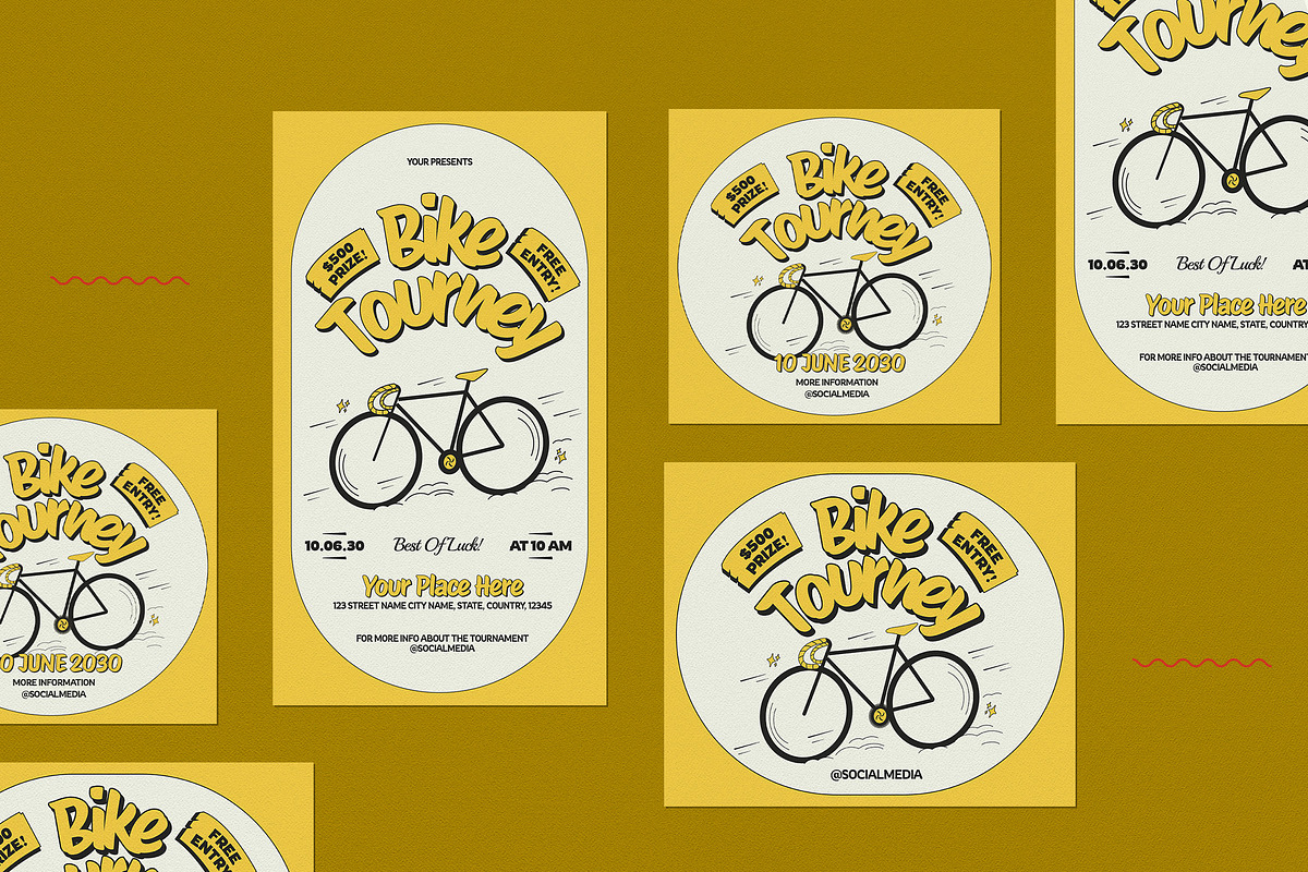 Yellow Retro Bike Tournament Flyer, a Flyer Template by graphicook (Photo 4 of 4)
