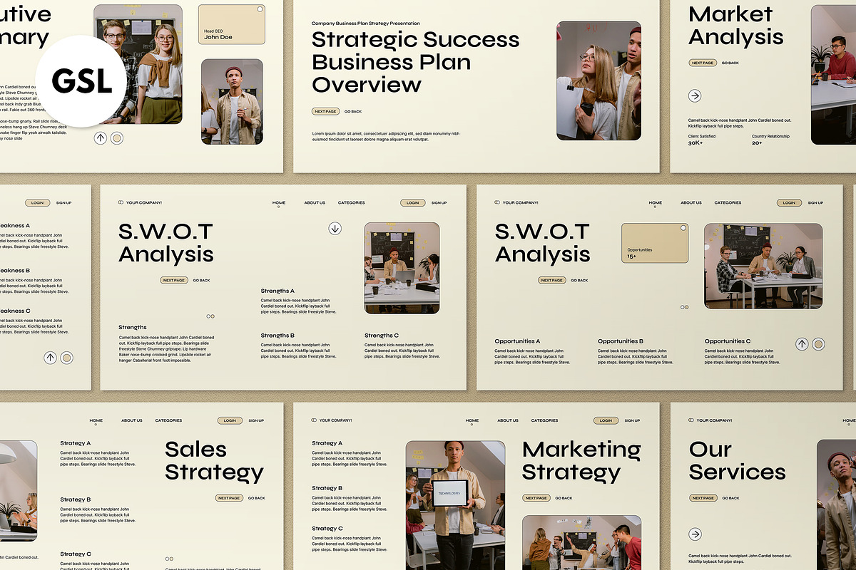 Cream Business Plan Google Slide, a Presentation Template by graphicook (Photo 2 of 10)