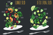 SET salad. Vector illustration, a Food Illustration by AKOMIX (Thumbnail 8 of 9)
