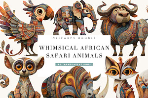 Whimsical African Safari Animals, an Animal Illustration by BusyDaydesign