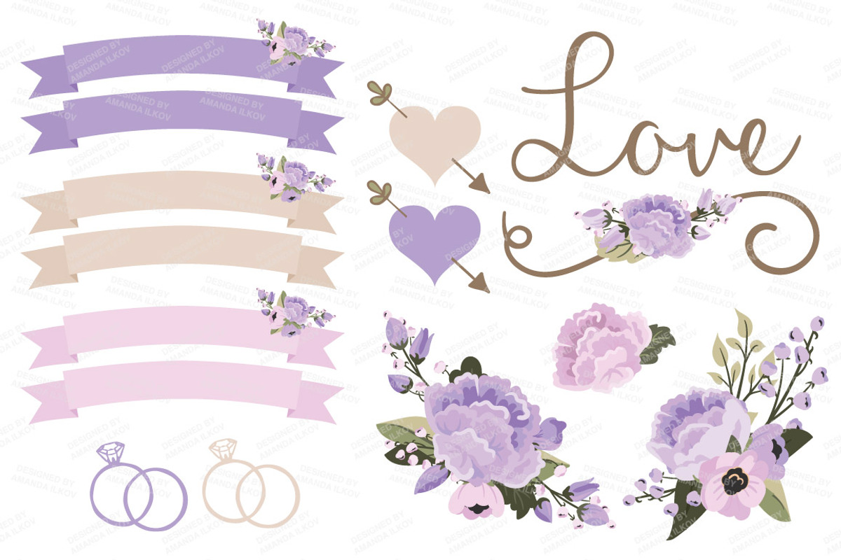 Wedding Floral Clipart & Vectors, an Illustration by Amanda Ilkov (Photo 4 of 4)