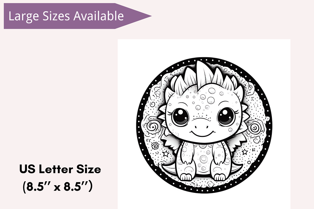 Cute Dinosaur Coloring Page for Kids, an Animal Illustration by LA Design (Photo 7 of 9)