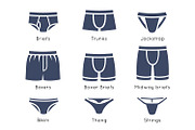 Male underwear types flat icons set, a Duotone Icon by Vectorikart (Thumbnail 2 of 3)