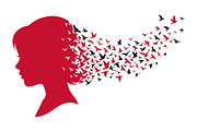 Girl silhouette changing into birds, a Decorative Illustration by nandinigraphics (Thumbnail 2 of 3)
