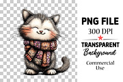 Whimsical Spring Cat Clipart Png, an Illustration by Watercolor design (Thumbnail 3 of 6)