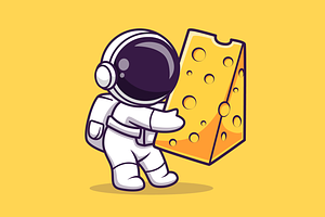 Cute Astronaut Holding Cheese Moon, a Food Illustration by Catalyst Labs