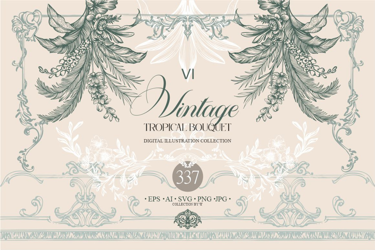 Vintage Tropical Bouquet, a Pattern Graphic by Collection by VY (Photo 1 of 11)
