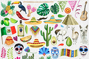 Watercolor Mexican Party Clipart PNG, an Object Illustration by PatternPalette (Thumbnail 3 of 3)