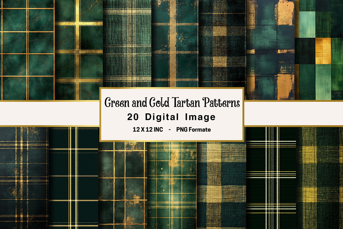 Green and Gold Tartan Patterns, an Illustration by OK Design (Photo 1 of 3)