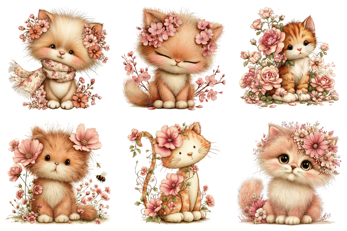 Whimsical Floral Cat PNG, a Seasonal Illustration by Daily.Designs (Photo 5 of 5)