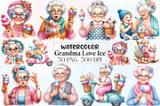 Quirky Grandma Love Ice Cream PNG, an Illustration by CraftArtStudio (Thumbnail 1 of 6)