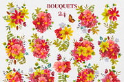 Watercolor Fall Dahlia flowers, a Seasonal Illustration by DiashaArt (Thumbnail 3 of 13)