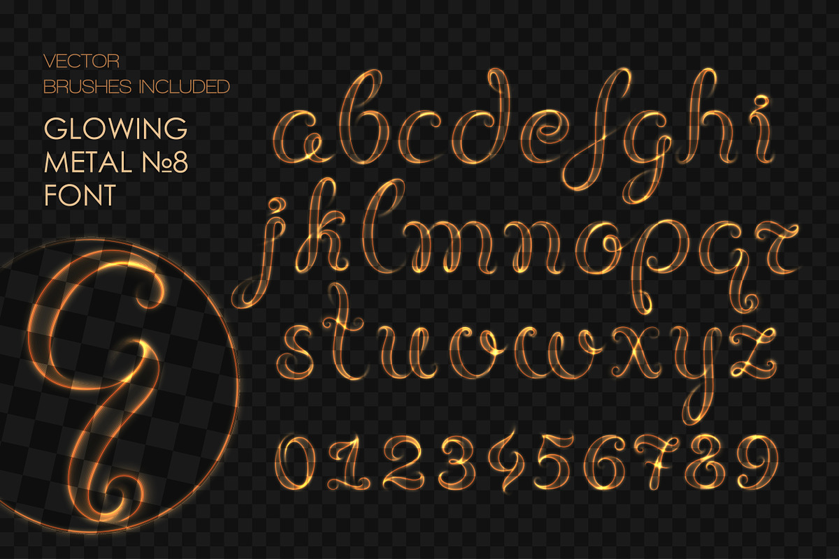 8 GLOWING METAL FONTS / 8 BRUSHES, a Handwritten Font by Nadin_Lebedeva (Photo 15 of 16)